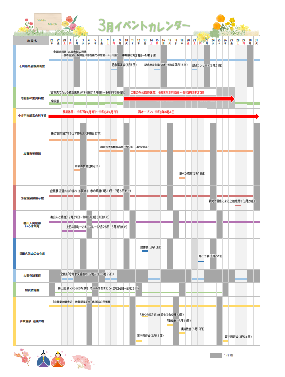 イベントカレンダー3月