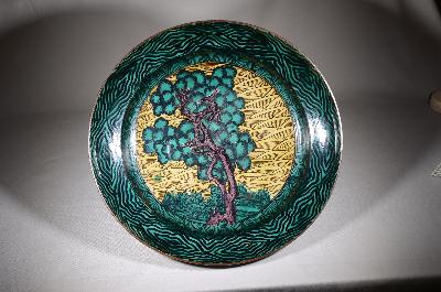 青手樹木図平鉢