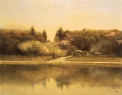 森本仁平「春の村」当館蔵