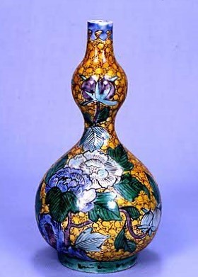 牡丹図瓢形徳利