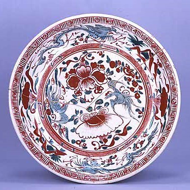 ・呉須赤絵写龍花鳥文平鉢