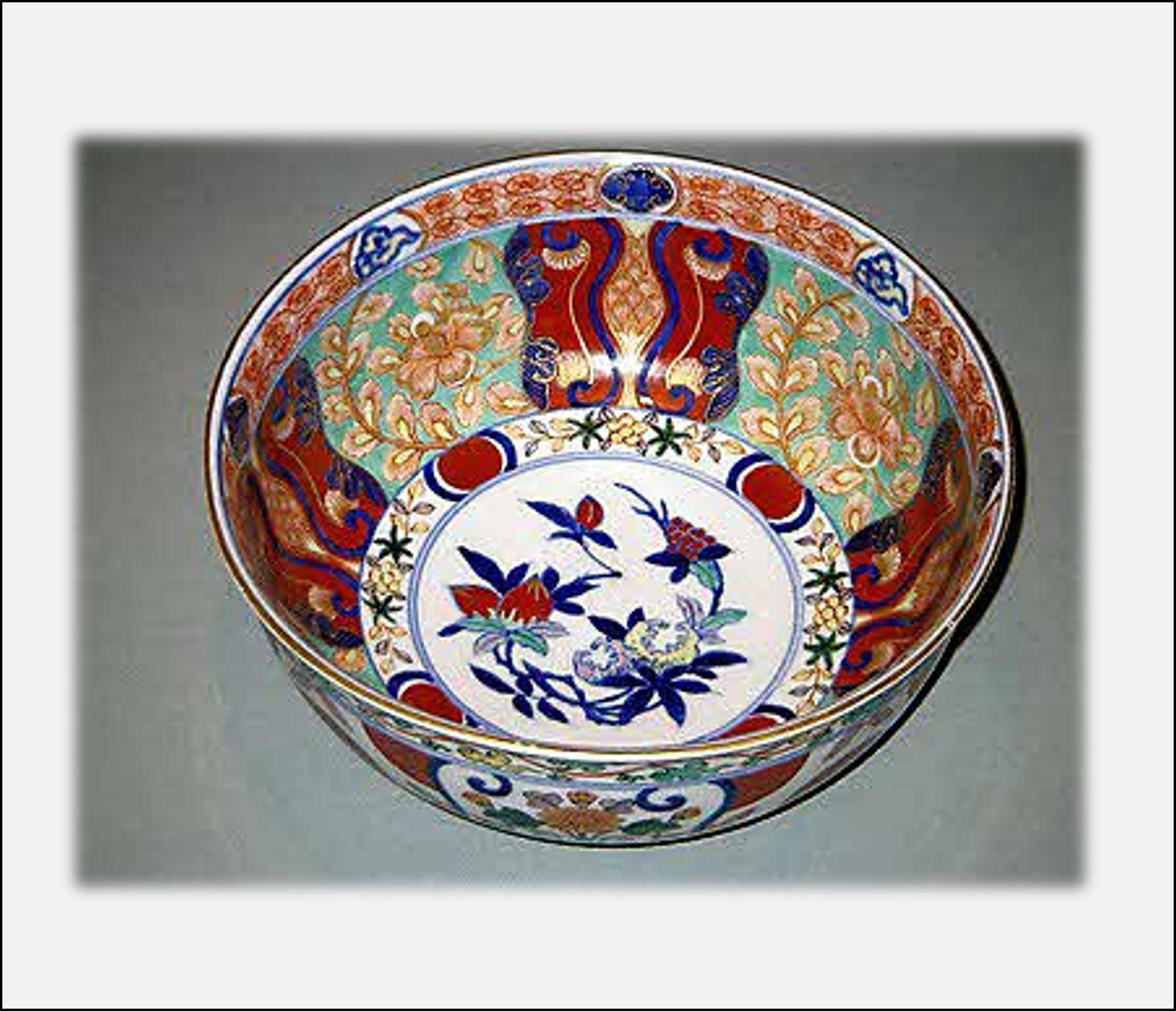 染錦に果牡丹赤玉文鉢