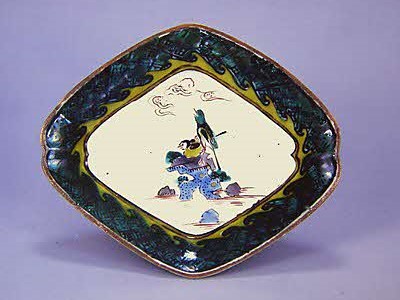 岩小禽隅入菱形皿