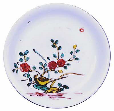 小禽山茶花文皿