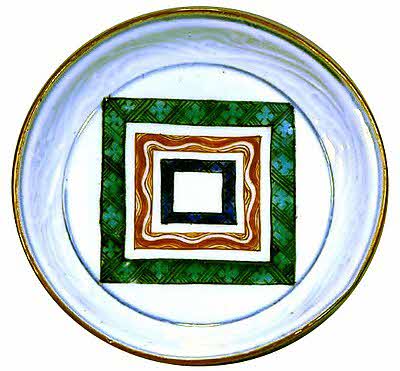 幾何学文陽刻皿