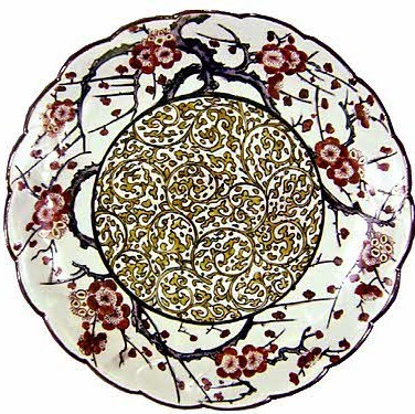 唐草梅花文輪花中皿