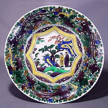 百花手唐人物図大平鉢