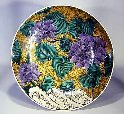 土坡に牡丹図大平鉢