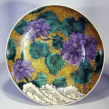 土坡に牡丹図大平鉢