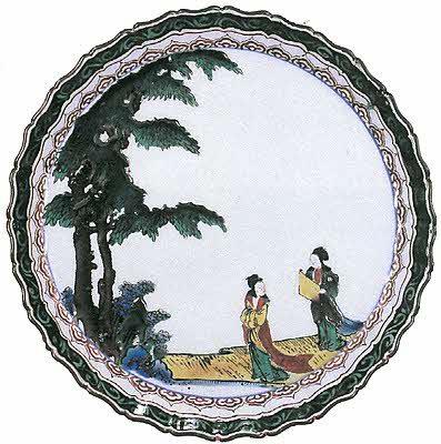樹下美人図輪花中皿