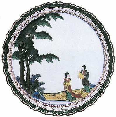 樹下美人図輪花中皿