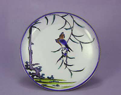 柳に燕図皿