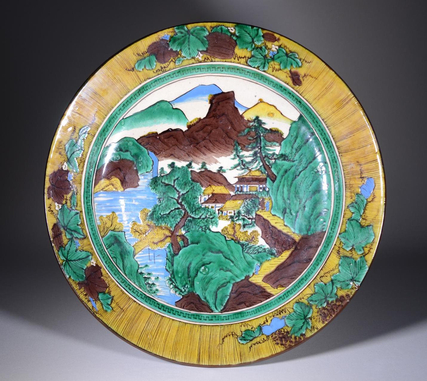 山水家屋図平鉢（棟方志功旧蔵）