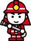 赤い防火衣を着た消防士のイラスト