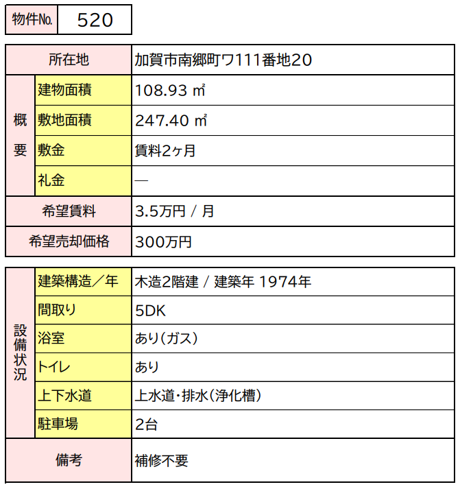 detached 加賀市南郷町ワ111番地20

